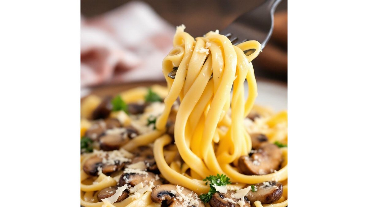 Tagliatelle cu ciuperci, cașcaval și smântână