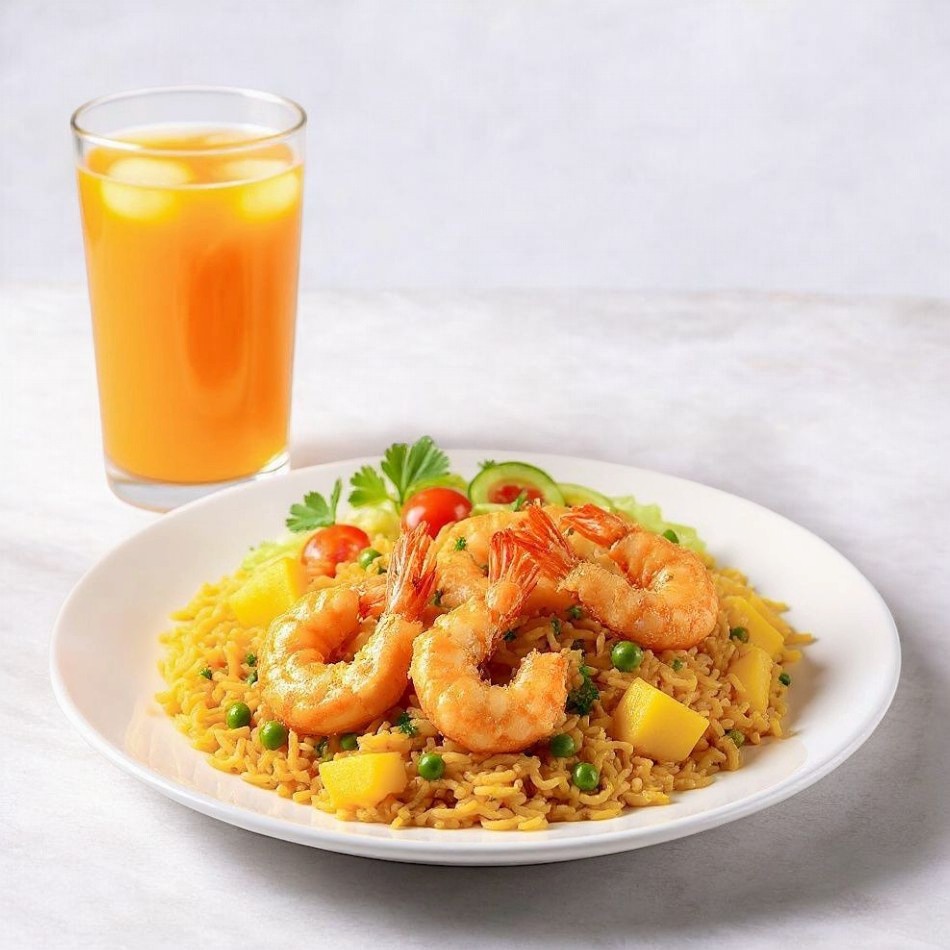 Arroz Cantonés Camarones Empanizados