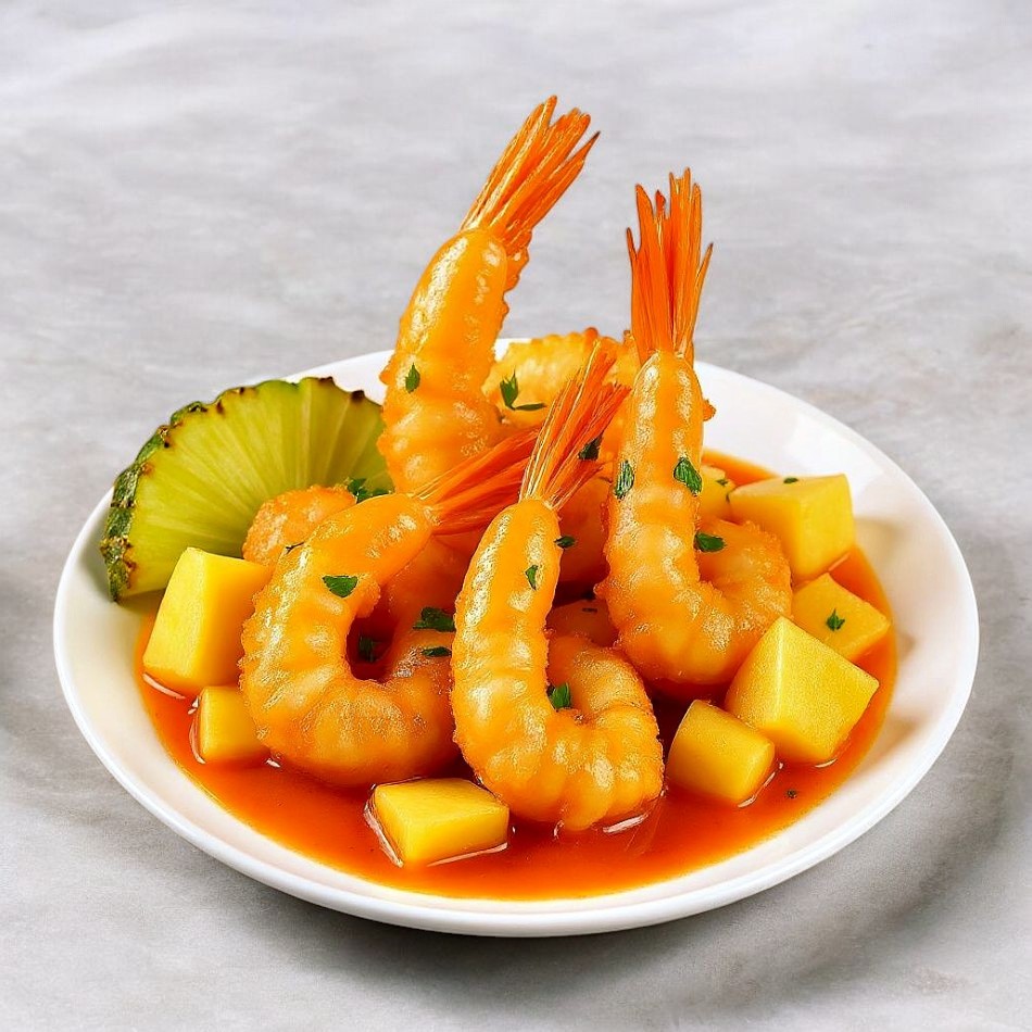 Camarón Frito Salsa Agridulce