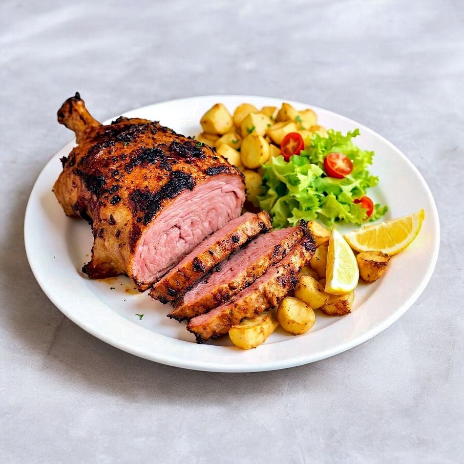 Lechón Asado con Papas y Ensalada