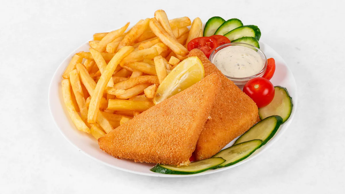 Breaded cheese with fries