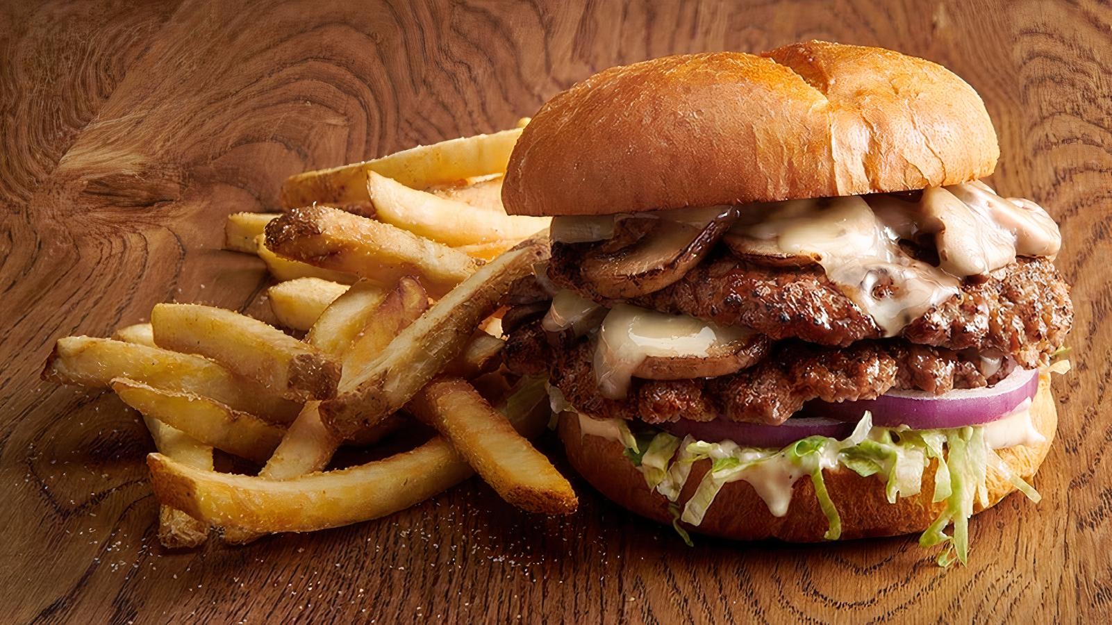 Smashed Shroom and Swiss Burger