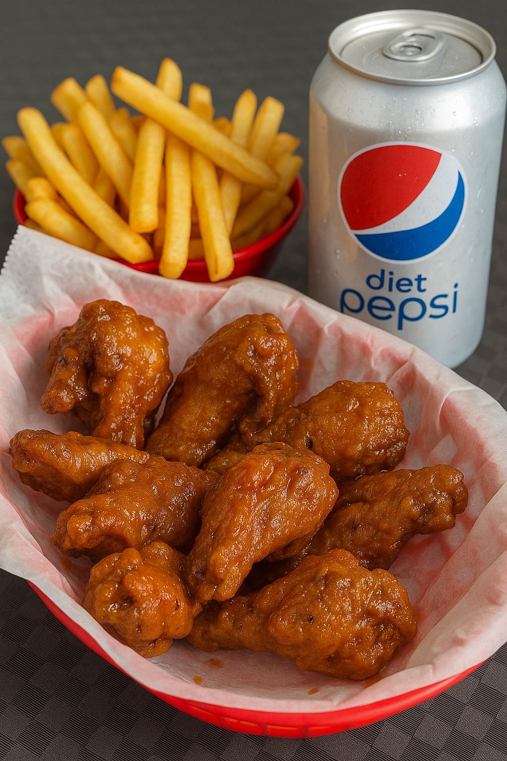 1 lb Wings Fries and Pop