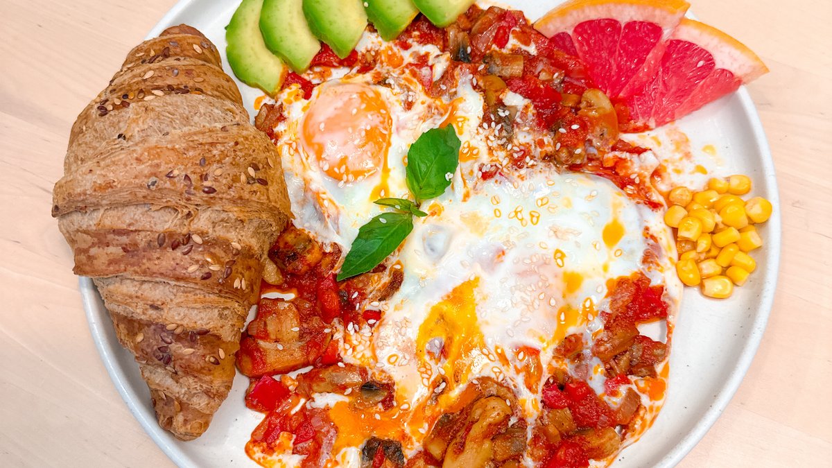 Shakshouka+Avocado and Mushroom