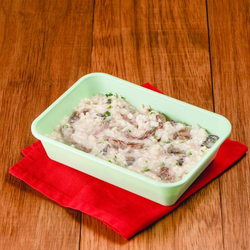 Risotto de Cogumelo e Tiras de Carne