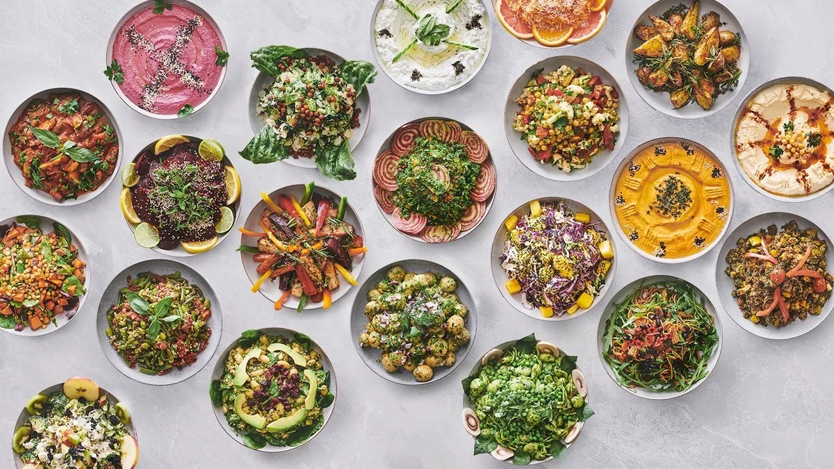 Vegetariske salatar og varme retter