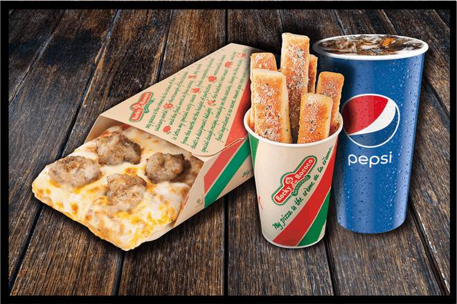 #1 Regular Slice, Breadsticks, Drink