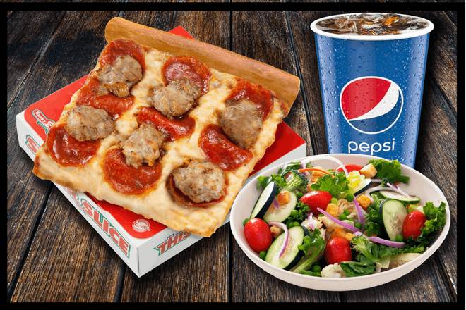 #5 Super Slice, Side Salad, Drink