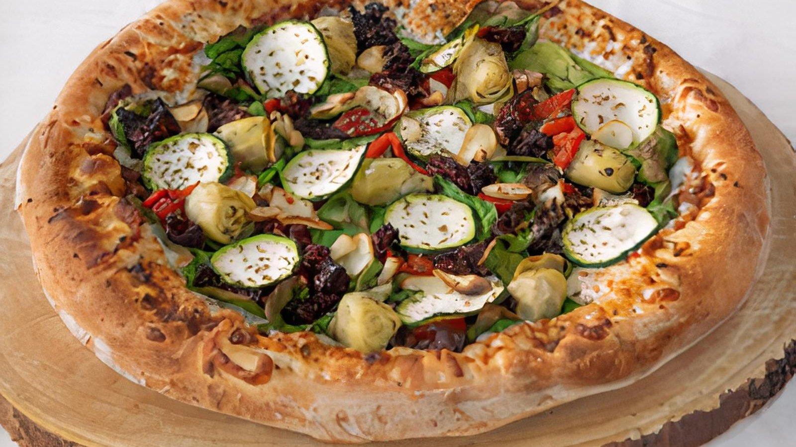 Veggie Sun-Dried Tomato Garlic Pesto Pizza