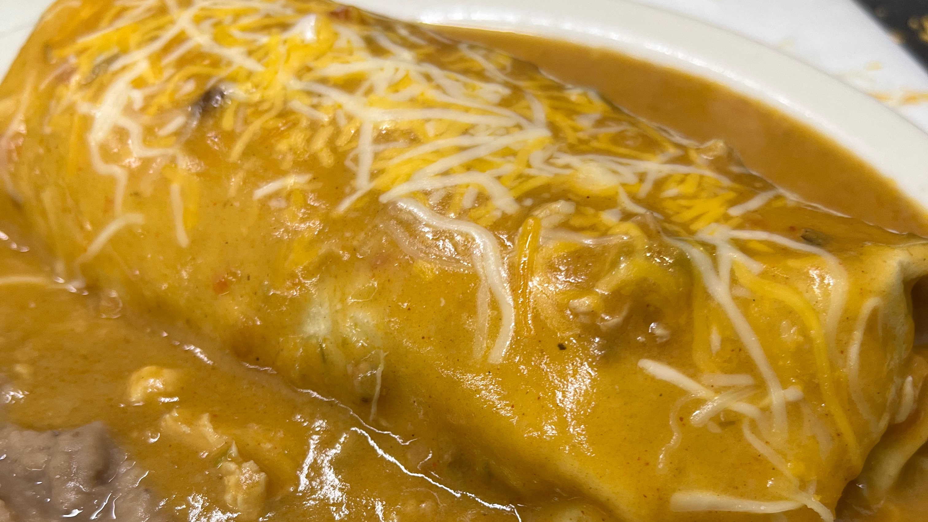 Smothered Breakfast Burrito with Bacon