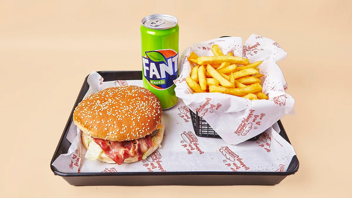Rooster Beef Bacon Burger Menu