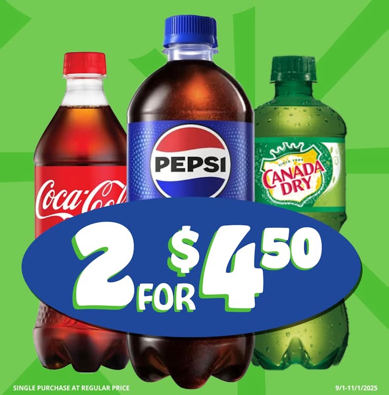 20oz Bottled Soda - 2 for $4.50