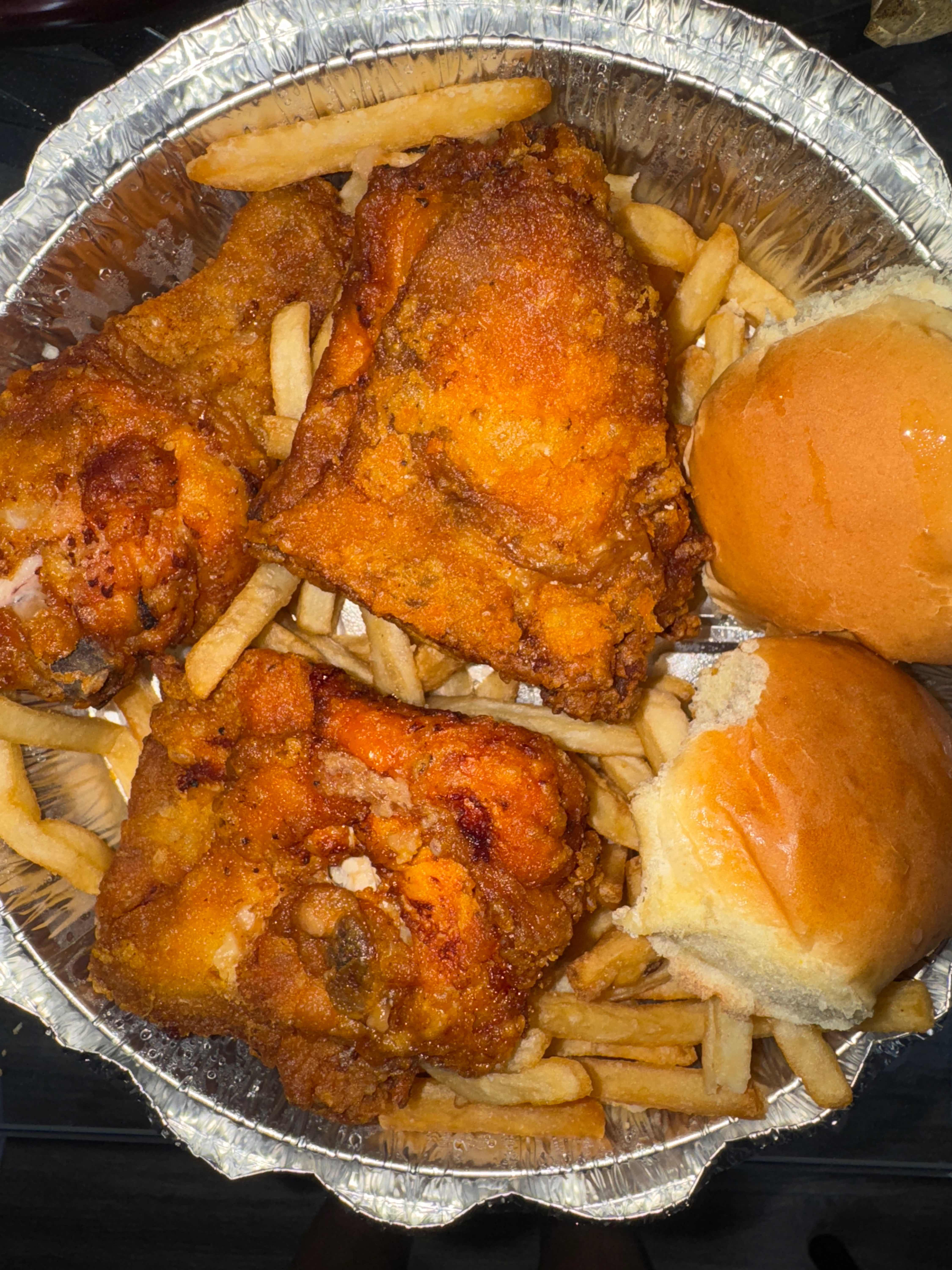 3 Pieces with Fries and 2 Roll