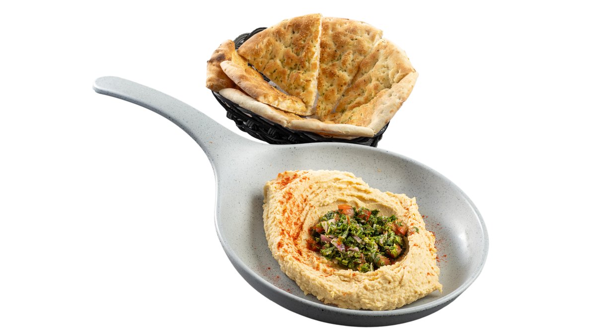Hummus cu foccacia cu usturoi