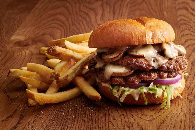 Mushroom Swiss  Smashed Burger
