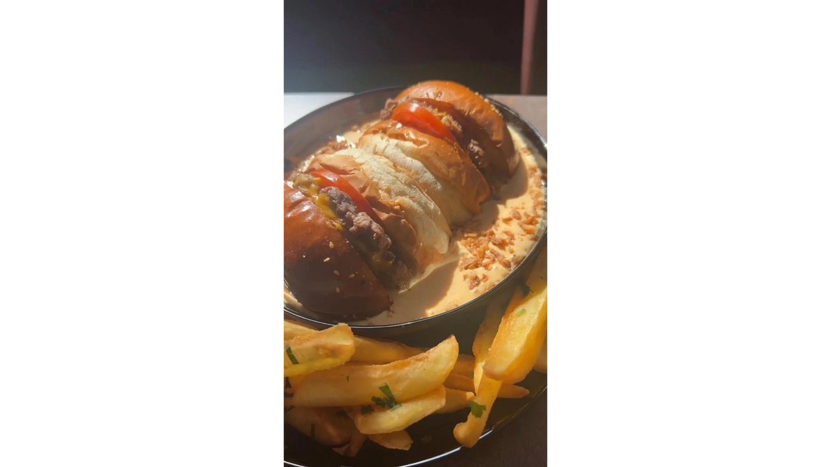 Burger Cheesy Bowl and Fries
