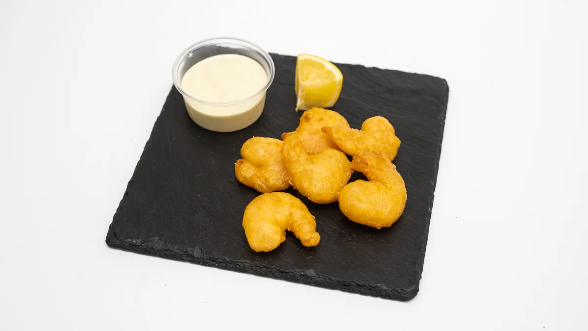 Obalované krevety, wasabi majonéza