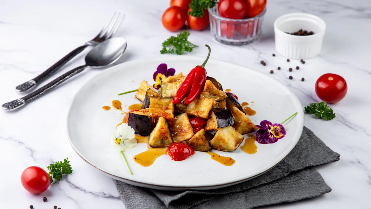 Баклажаны с томатами по-азиатски 🥬Eggplant with tomatoes in Asian style