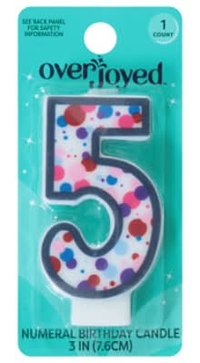 Overjoyed 5 Numeral Birthday Candle, 3 in