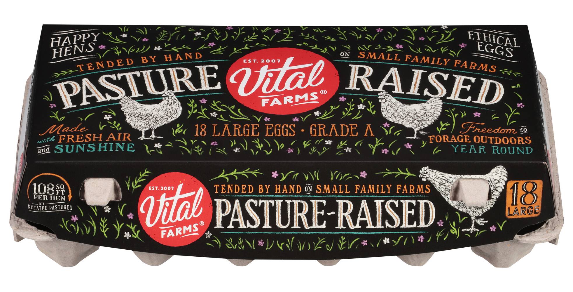 Vital Farms Pasture Raised Grade a Eggs, L (36 oz, 18 ct)
