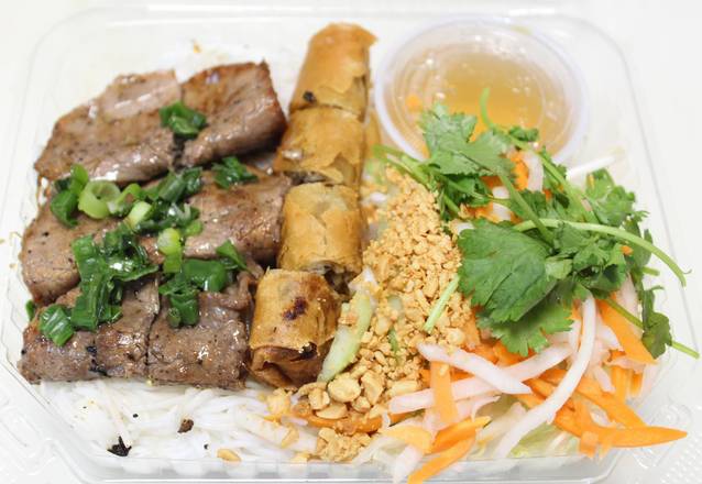 62. Grilled Beef with Egg Roll (Bun Bo Nuong Cha Gio)