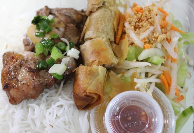 63. Grilled Chicken with Egg Roll (Bun Ga Nuong Cha Gio)