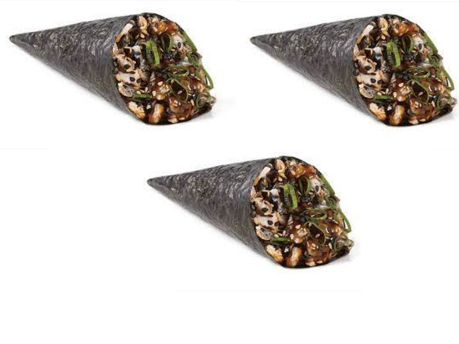 3 Temaki de de Pele de Salmão Skin