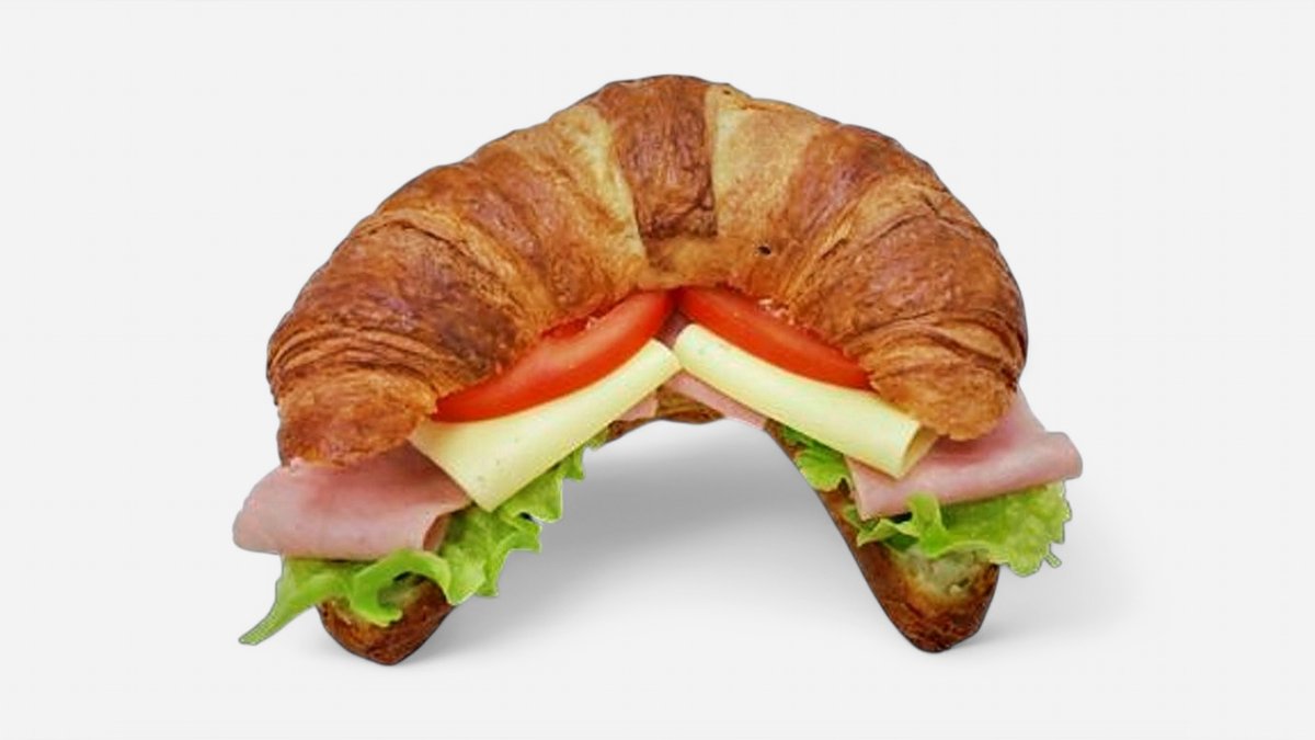 Croissant Butter Stuffed with Chicken Cheese Tomato Lettuce and Mayonnaise