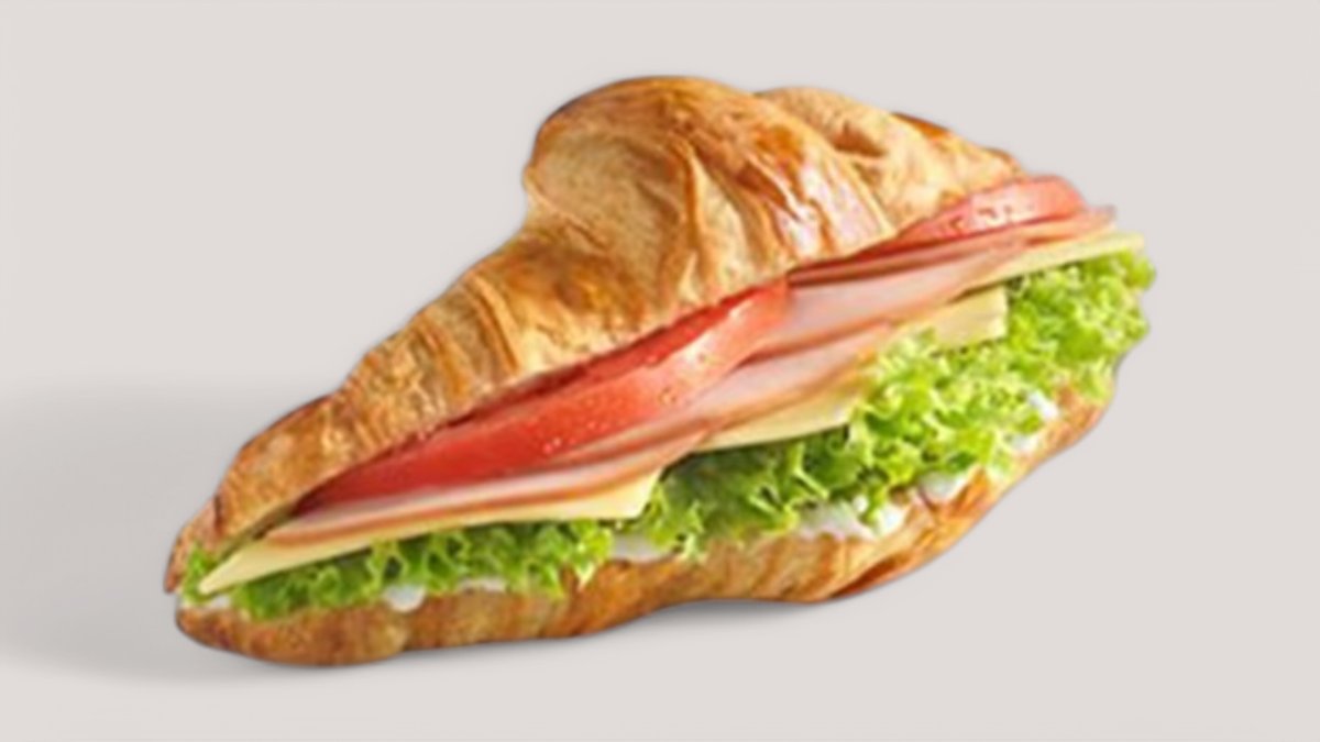 Croissant Butter Stuffed with Ham and Cheese and Mayonnaise