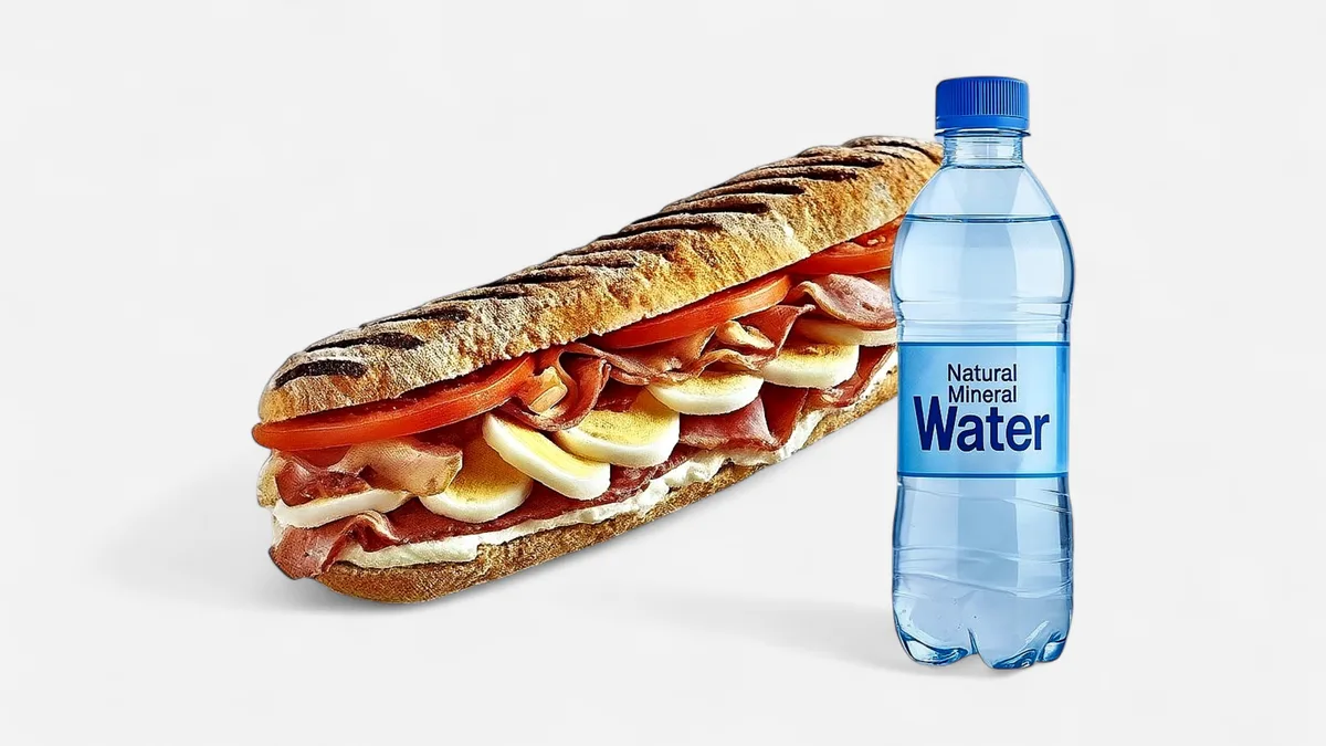 Hot Bacon Egg Sandwich and Mineral Water Combo