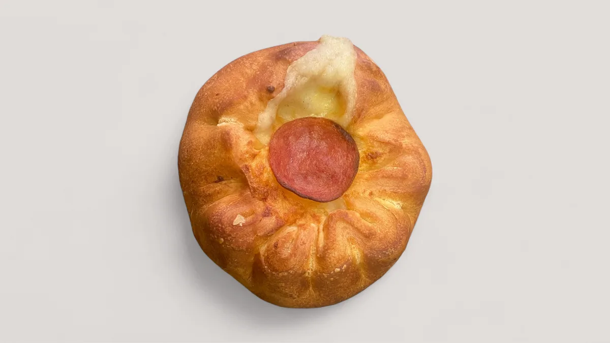 Large Home Made  Pastry Net Dough filled with Pepperoni Ham  and Cheese 280gr