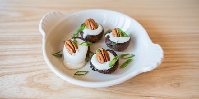 Goat Cheese and Walnut-Stuffed Mushroom Caps