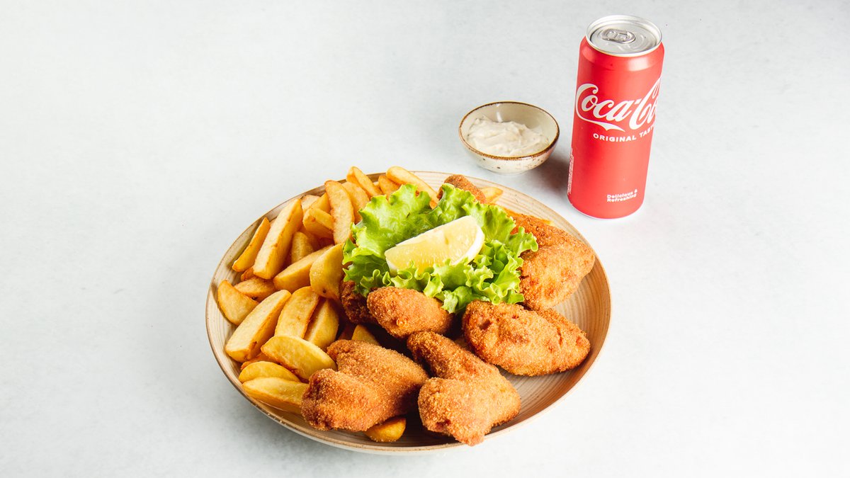 Pohovana piletina lux+pomfrit+ Coca Cola