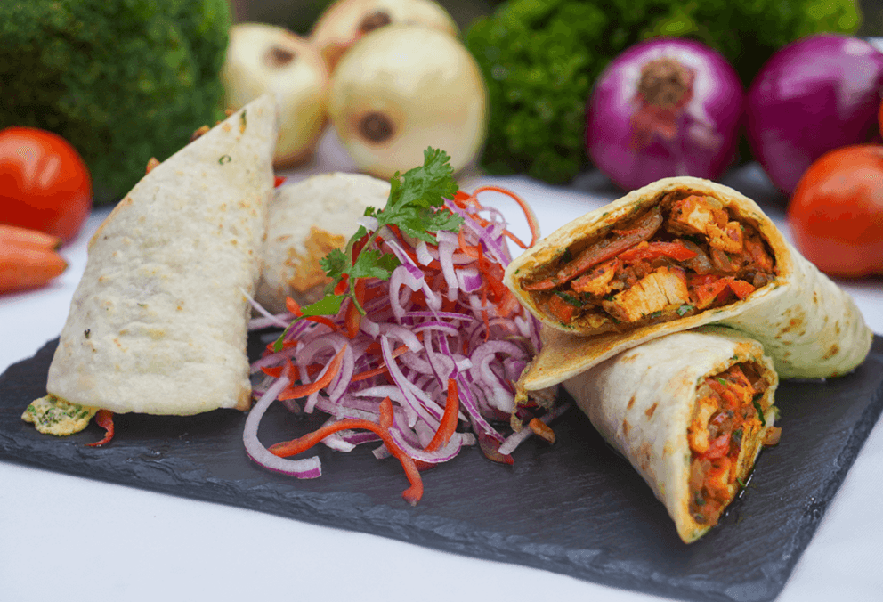 Pollo Tikka Huevo Burrito Kathi 2 Rollos