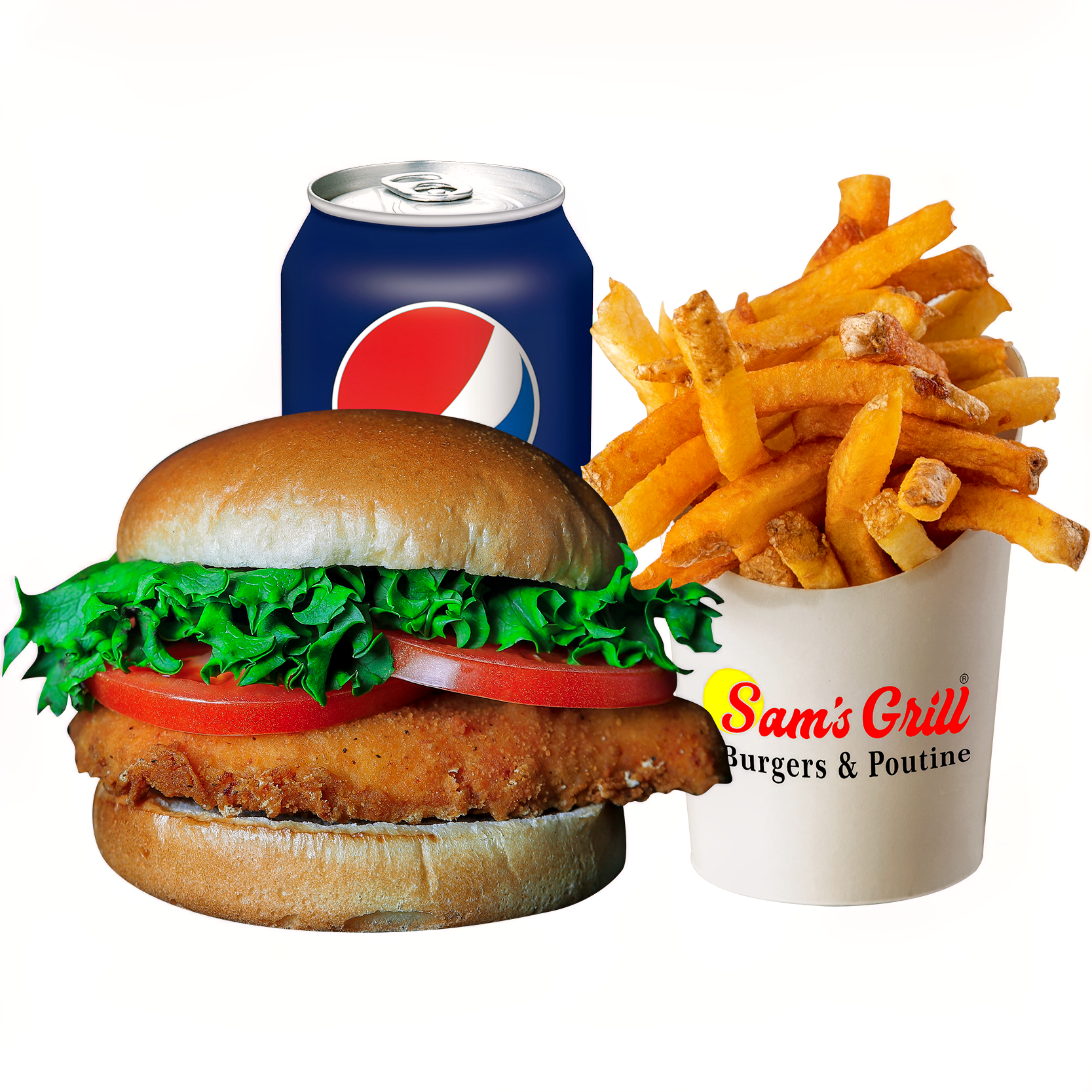 Breaded Chicken Burger Fries Combo (Halal)