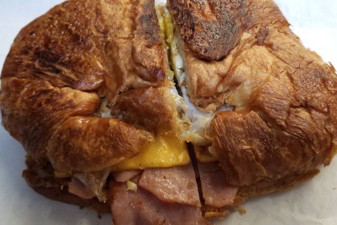 Croissant with Egg Ham and Cheese