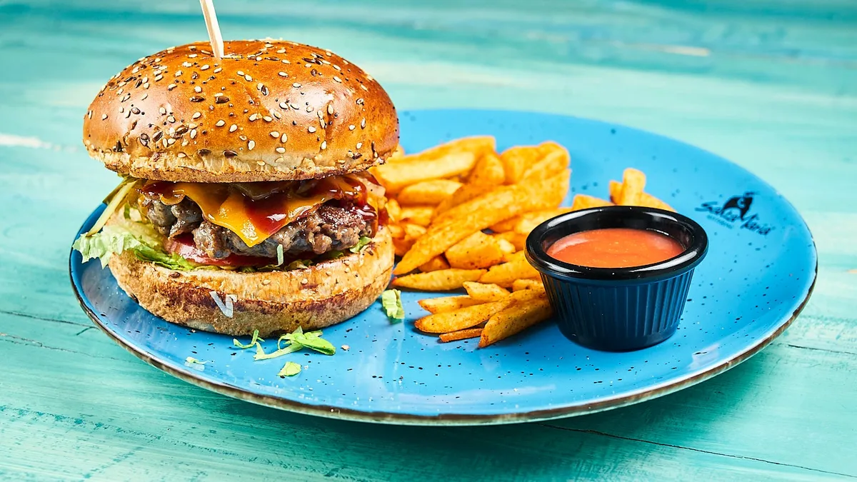 Smokey bacon crisps burger