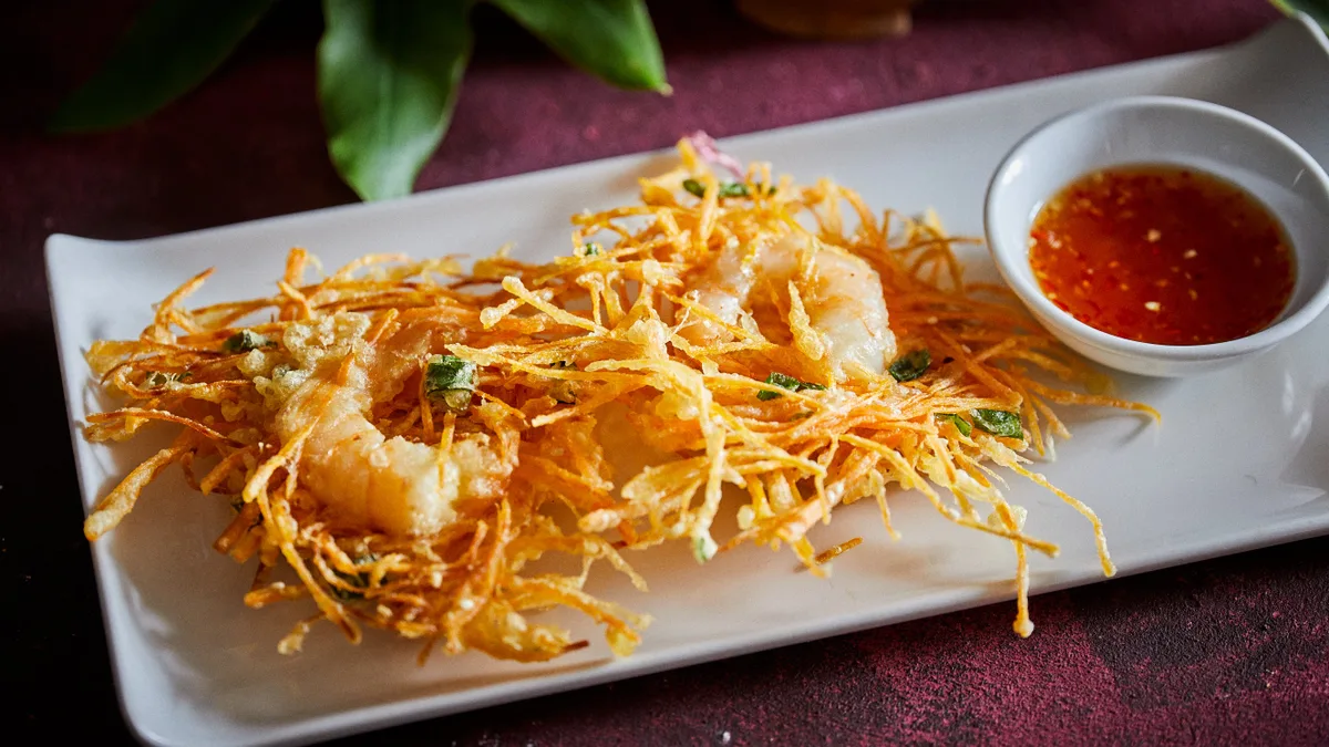 Tempura Bánh Tôm - tigrisrák and édesburgonya
