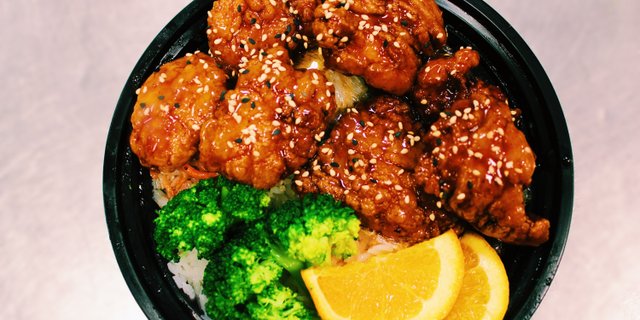 Honey Sesame Orange Chicken Rice Bowl