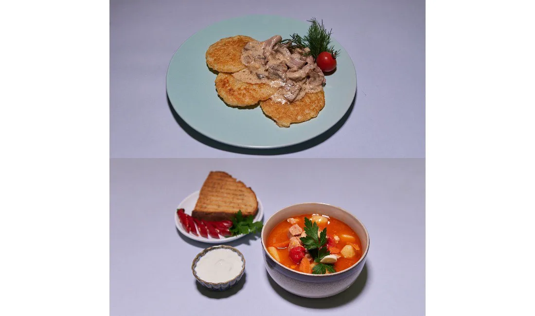 Zupa do wyboru + Placki ziemniaczane (5 szt.)