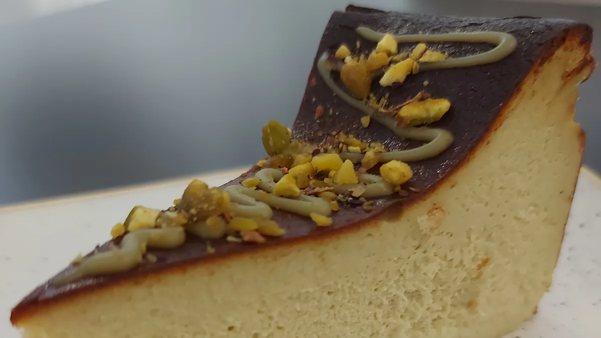 Pistachio Basque cheesecake