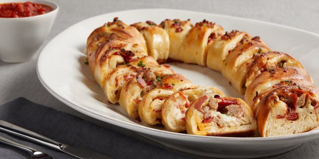 Pepperoni, Sausage and Bacon Stromboli
