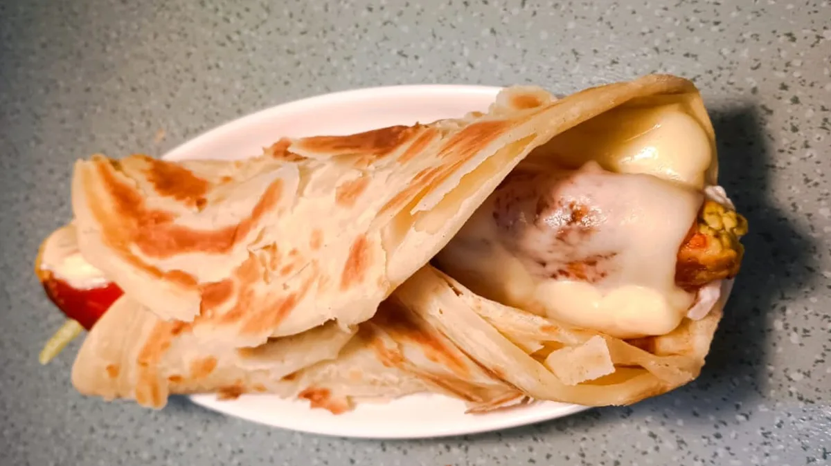 Chicken Cheese Rehsmi Kebab Lachha Paratha Roll