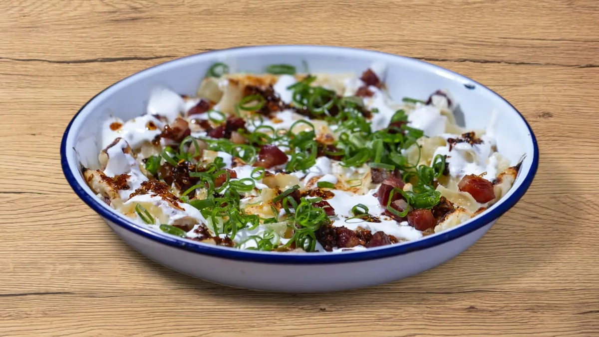 Hungarian cottage cheese pasta, sour cream and bacon