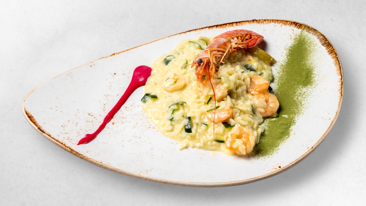 Risotto con Gamberi e Crema di Zucchine