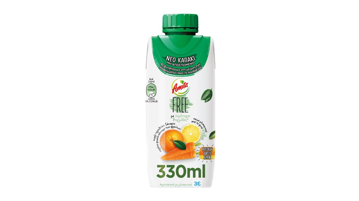 Amita Free Πορτοκάλι, Καρότο και Λεμόνι 0,33 l
