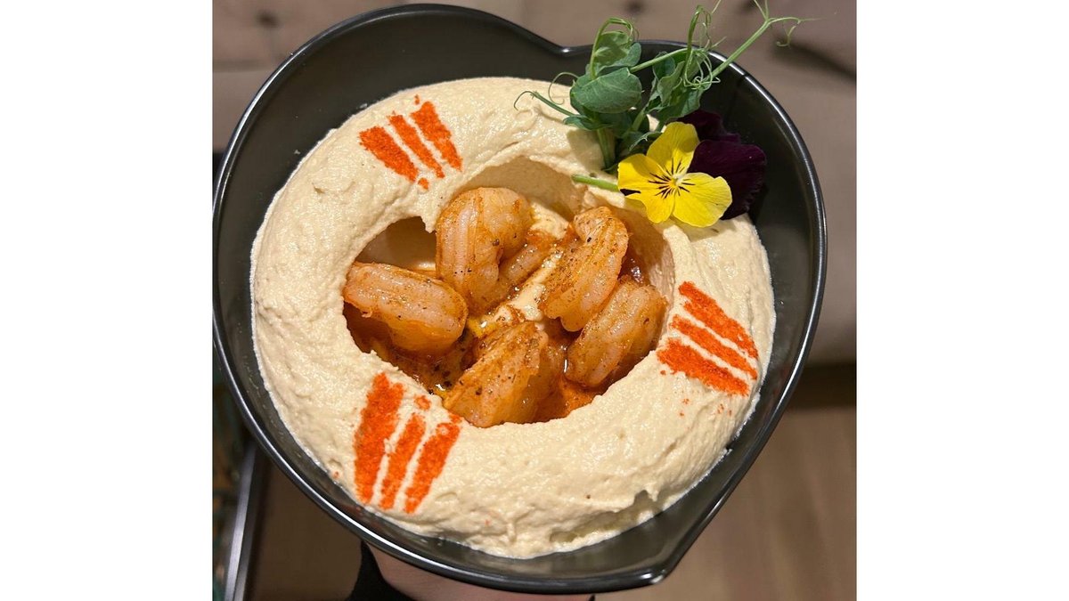 Hommous cu creveți baby