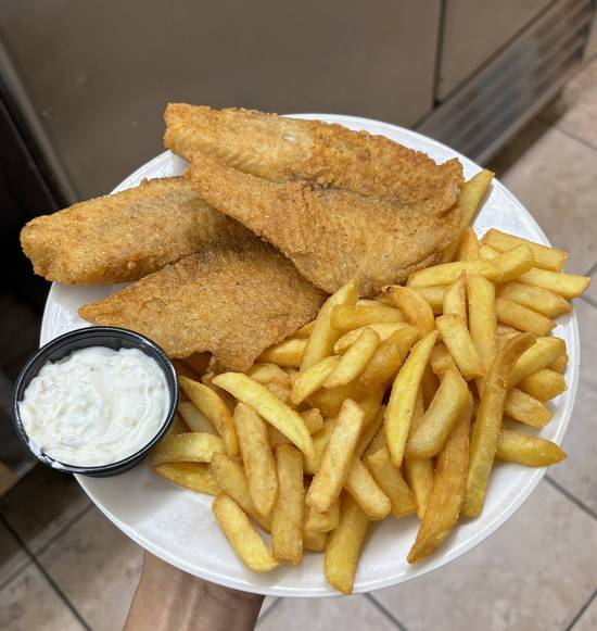 2 pcs Fried Tilapia  Fish + Fries (SEAFOOD)