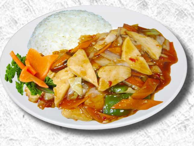 N19. Tofu po Sečuánsku ,rýže