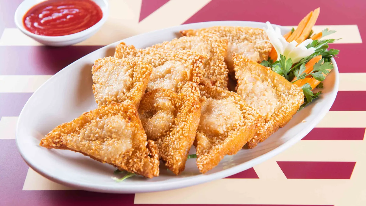 14. Fried Prawns Toast Topped with Sesame Whole Portion